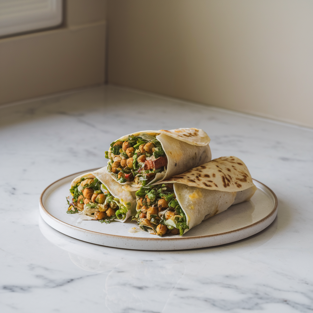 Air-Fried Eggplant & Chickpea Chimichurri Wraps