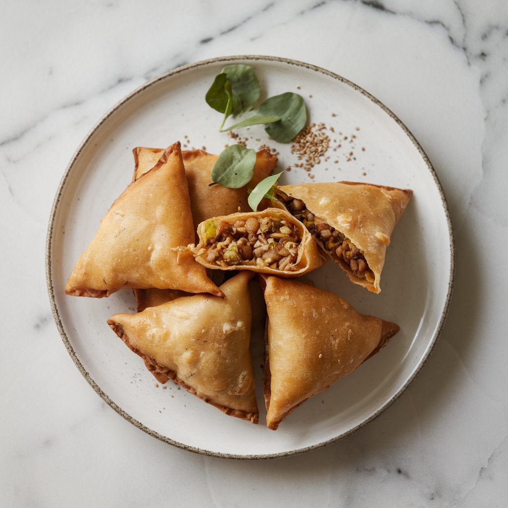Air-Fried Eggplant & Lentil Samosa Pockets: A Crispy Clean-Eating Delight