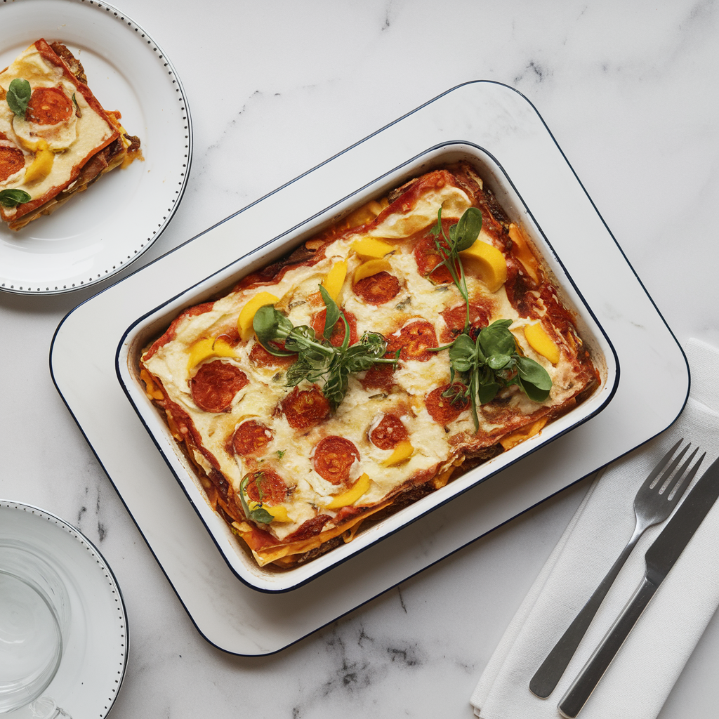 Air-Fried Eggplant & Sweet Potato Lasagna with Cashew Ricotta