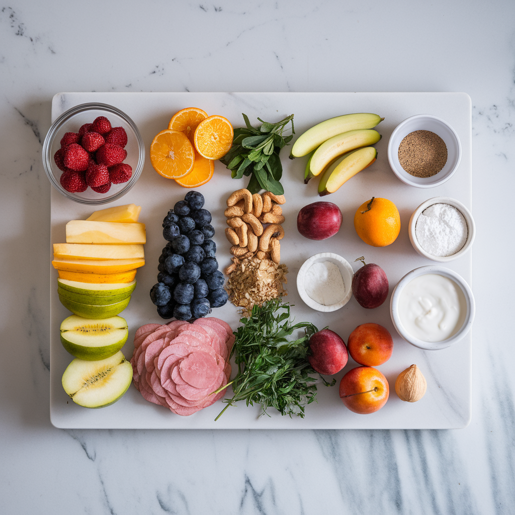 Ingredients for Air-Fried Exotic Fruit & Nut Crisp with Coconut Yogurt Drizzle