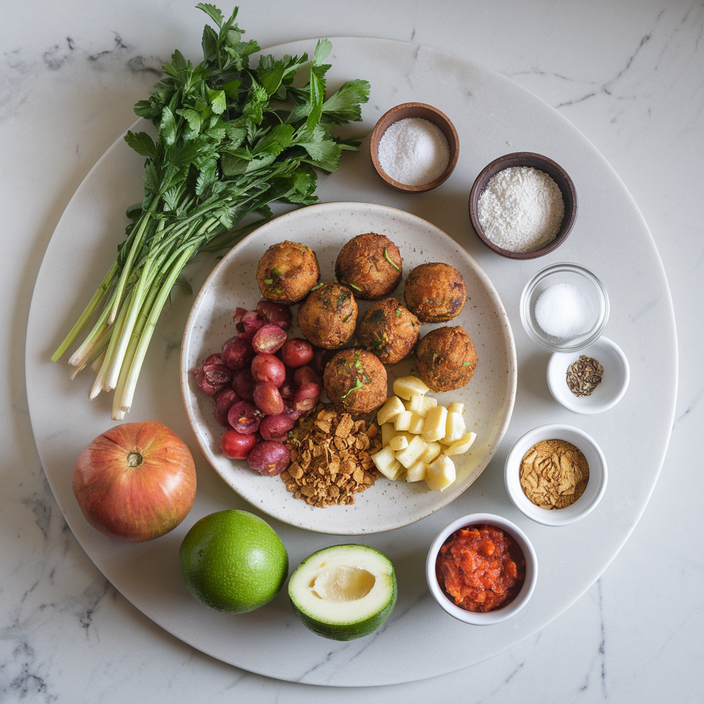 Ingredients for Air-Fried Jackfruit & Chickpea Kofta with Spiced Tomato Chutney