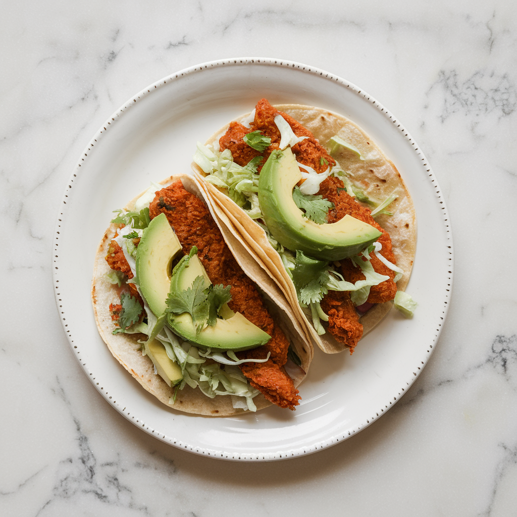 Air-Fried Jackfruit Tacos with Avocado Cilantro Slaw