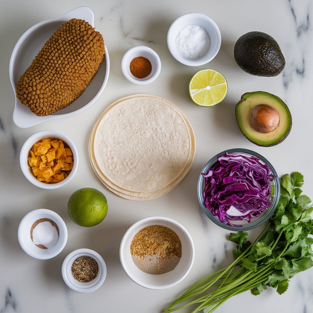 Ingredients for Air-Fried Jackfruit Tacos with Avocado Cilantro Slaw