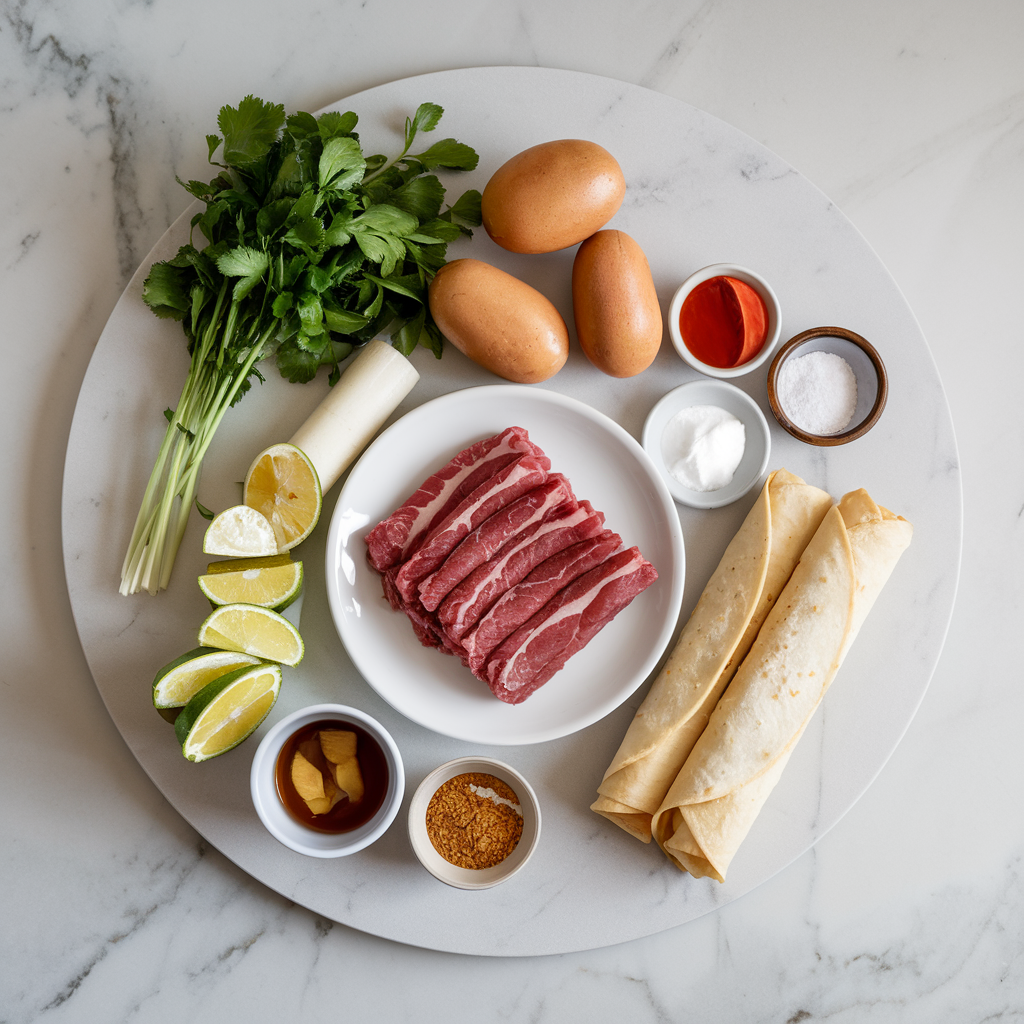 Ingredients for Air-Fried Korean BBQ Beef & Cheese Taquitos