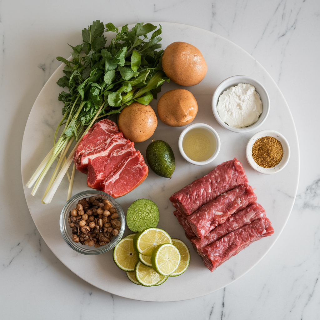 Ingredients for Air-Fried Lamb Kofta with Creamy Feta Drizzle