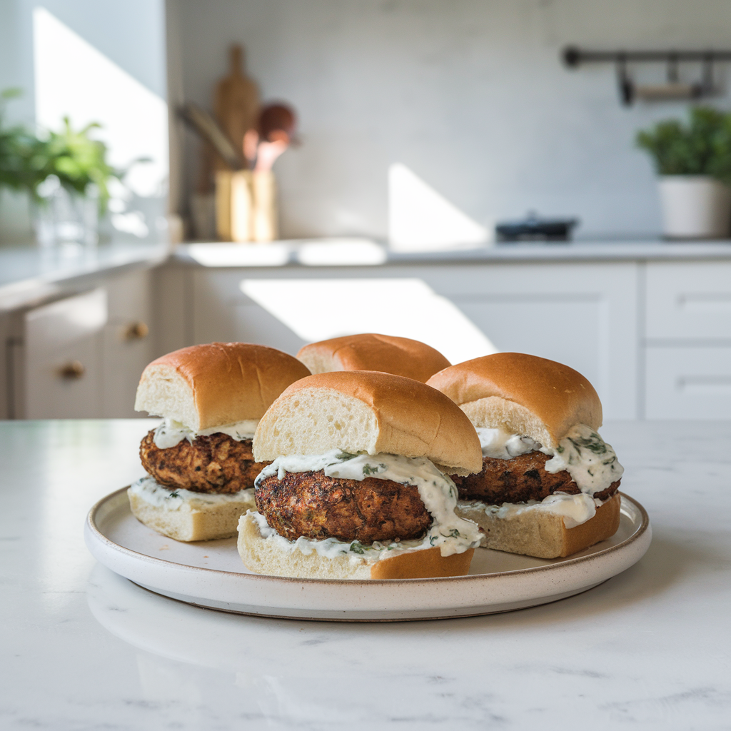 Air-Fried Lamb Kofta Sliders with Melty Feta and Mint Yogurt Sauce