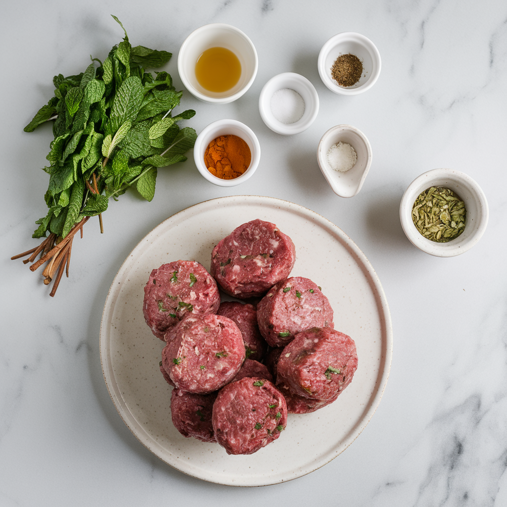 Ingredients for Air-Fried Moroccan Spiced Lamb Meatballs with Mint-Yogurt Drizzle