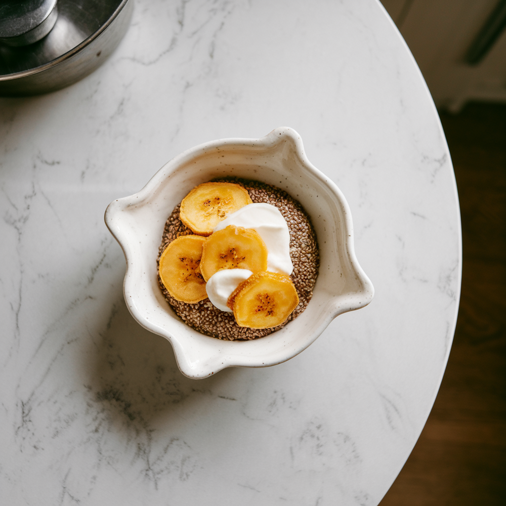Air-Fried Plantain and Chia Parfait with Coconut Cashew Cream