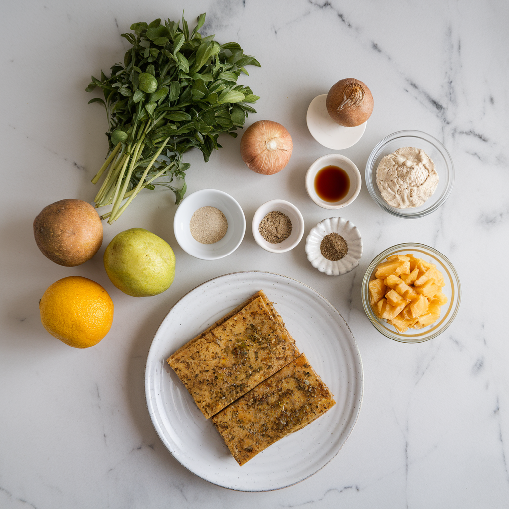 Ingredients for Air-Fried Seitan with Tangy Pineapple Ginger Glaze