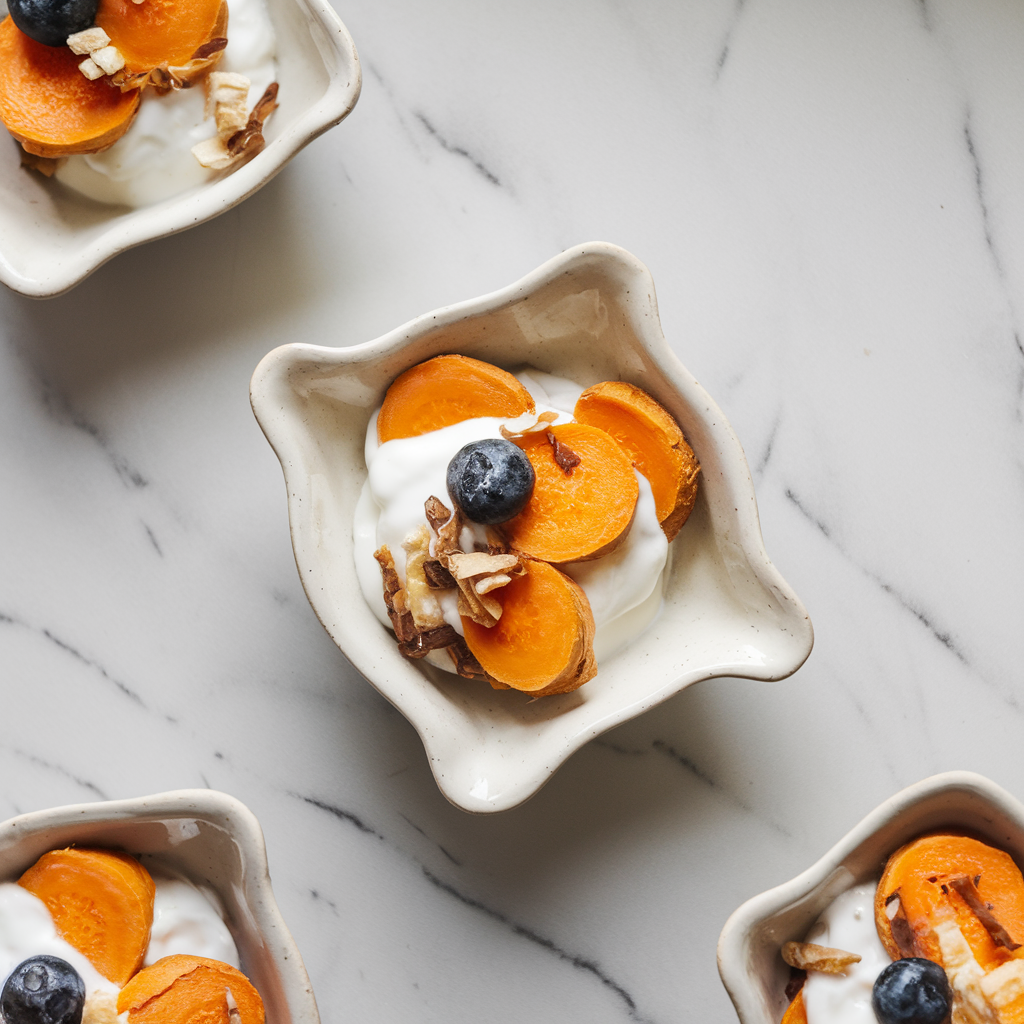 Air-Fried Spiced Sweet Potato and Coconut Yogurt Parfaits