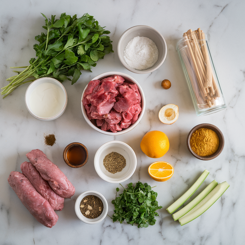 Ingredients for Air-Fried Sumac-Spiced Lamb Koftas with Herbed Yogurt Dip