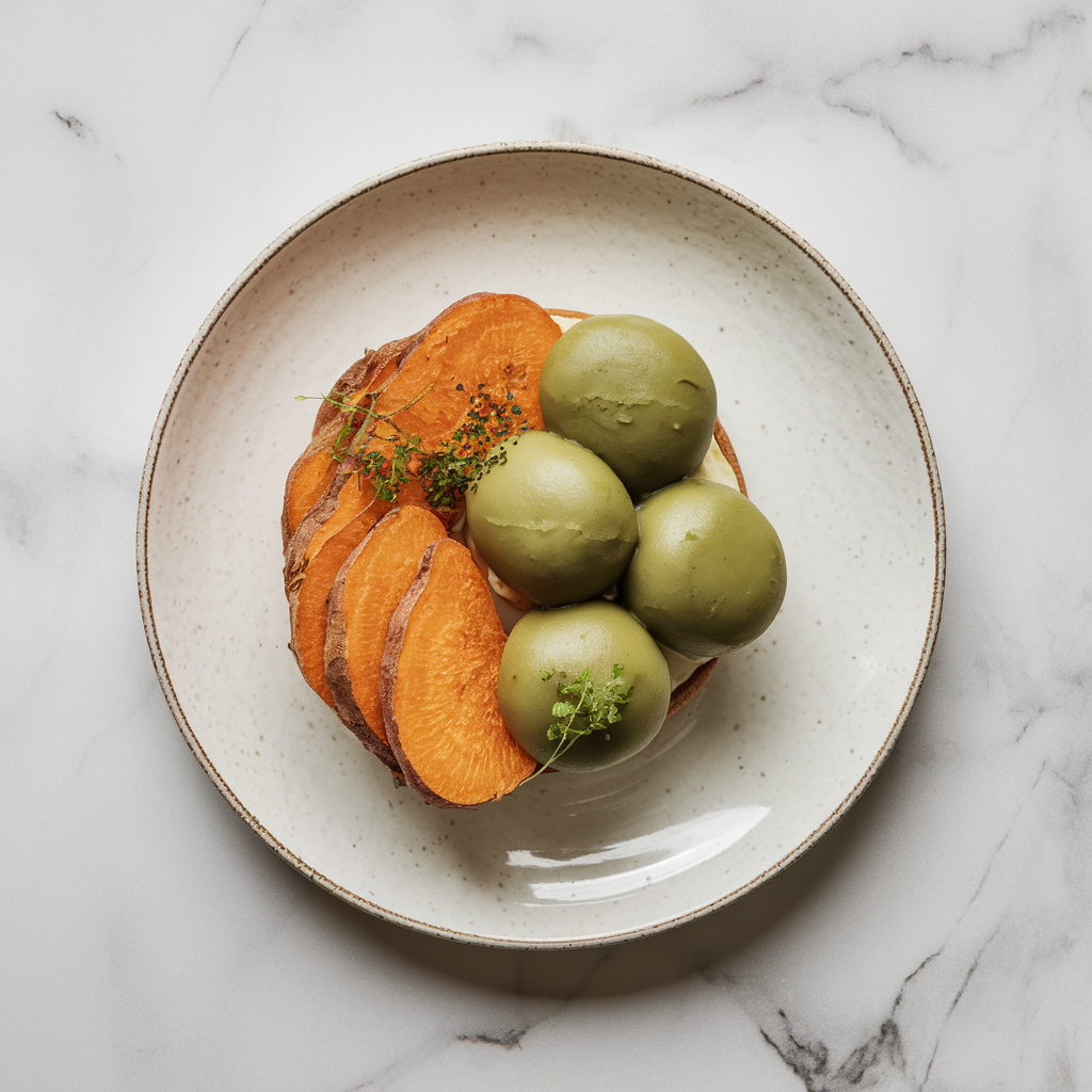 Air-Fried Sweet Potato and Matcha Mochi Bites