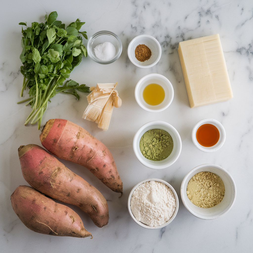 Ingredients for Air-Fried Sweet Potato and Matcha Mochi Bites