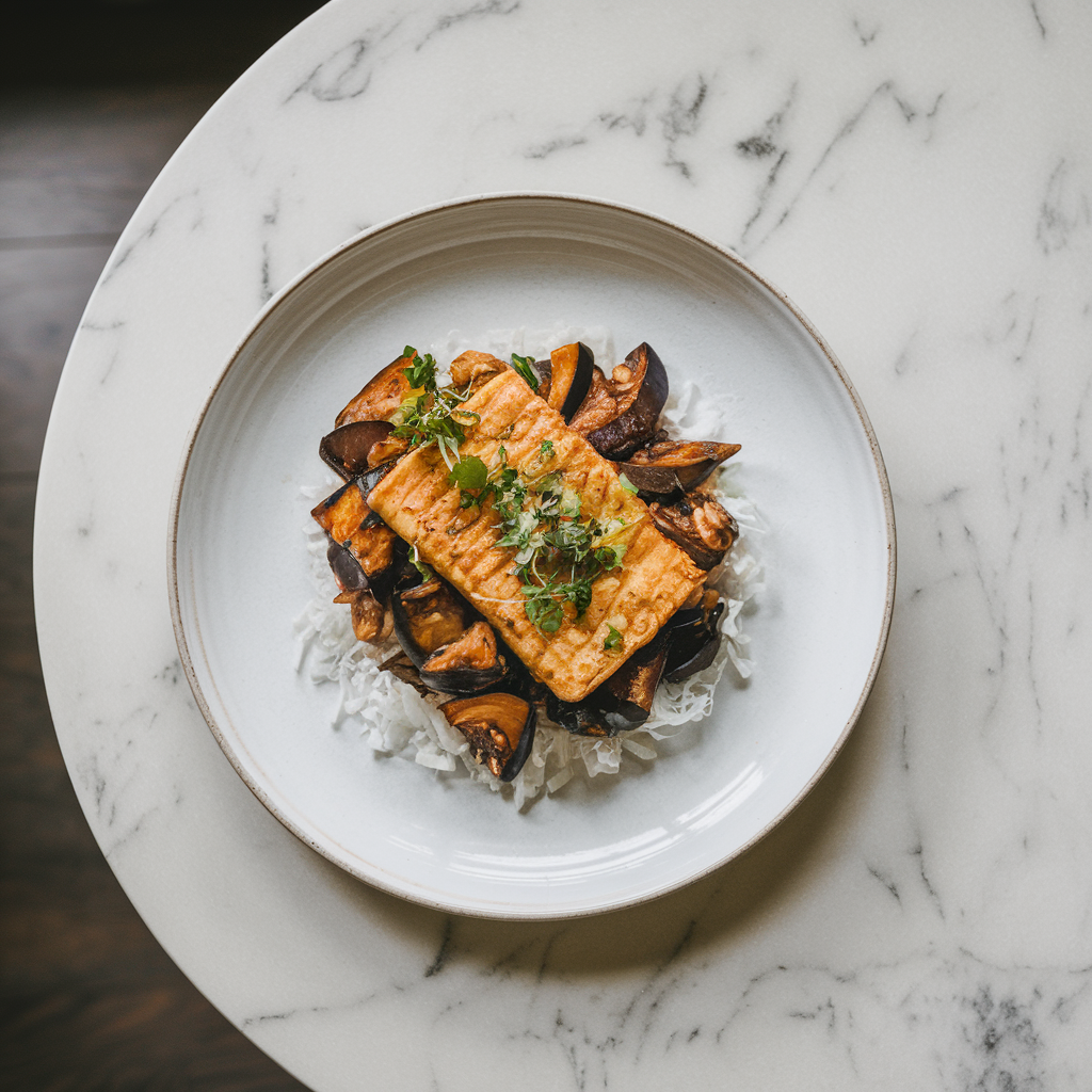 Air-Fried Tempeh & Eggplant Adobo: A Filipino-Inspired Vegan Delight