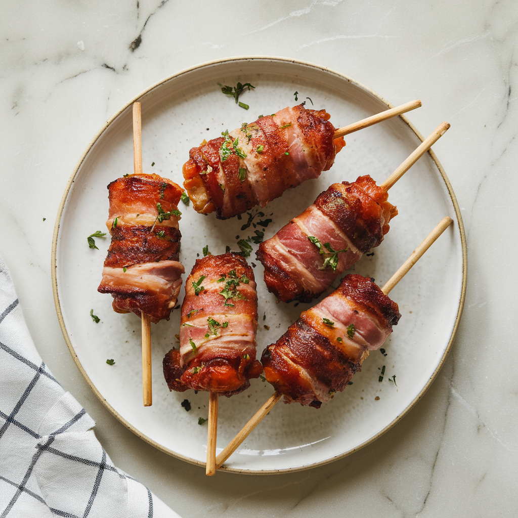 Air Fryer BBQ Bacon-Wrapped Lamb Lollipops