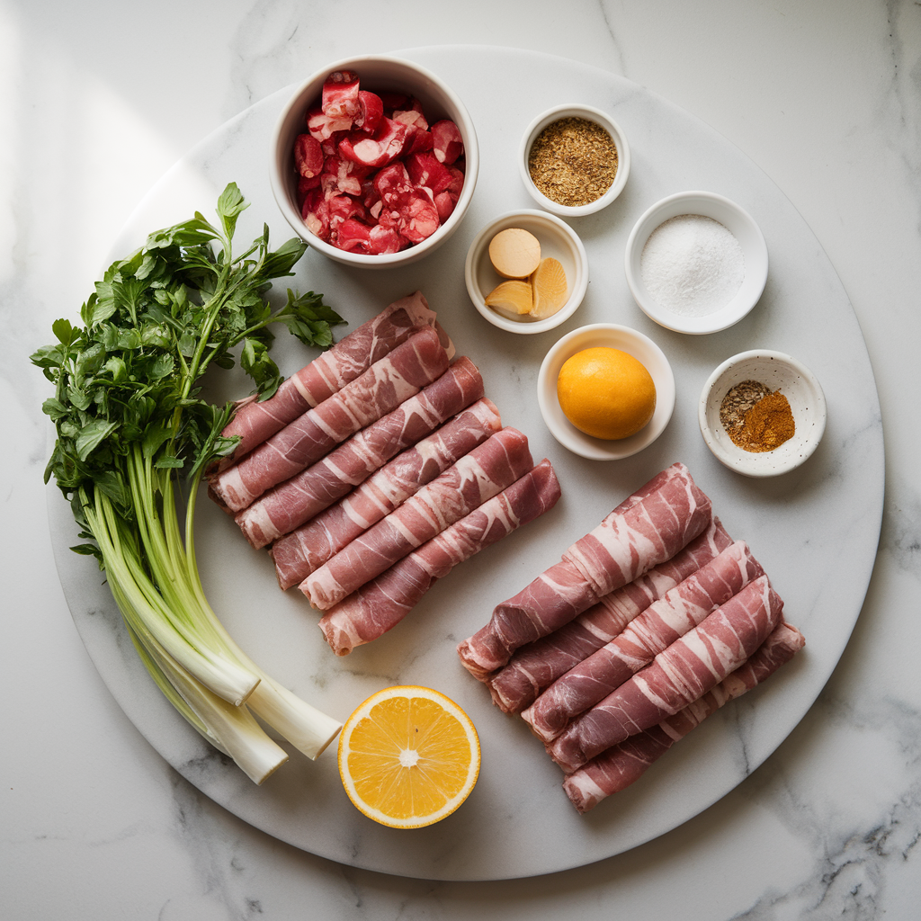 Ingredients for Air Fryer BBQ Bacon-Wrapped Lamb Lollipops