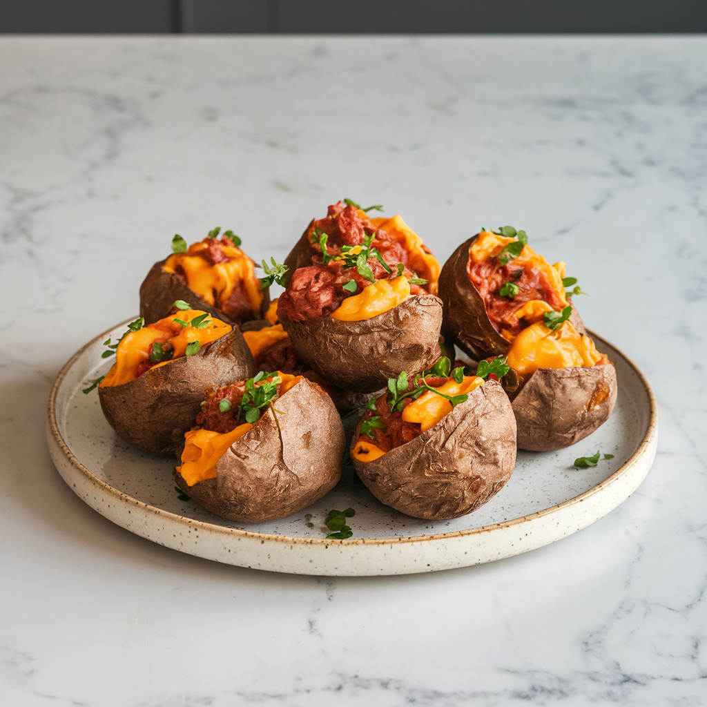 Air Fryer BBQ Beef & Cheddar Stuffed Potato Bombs