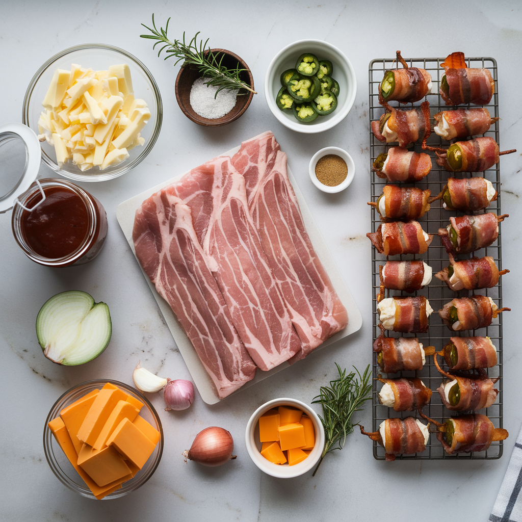 Ingredients for Air Fryer BBQ Pork Belly Bites with Cheddar Jalapeño Dip