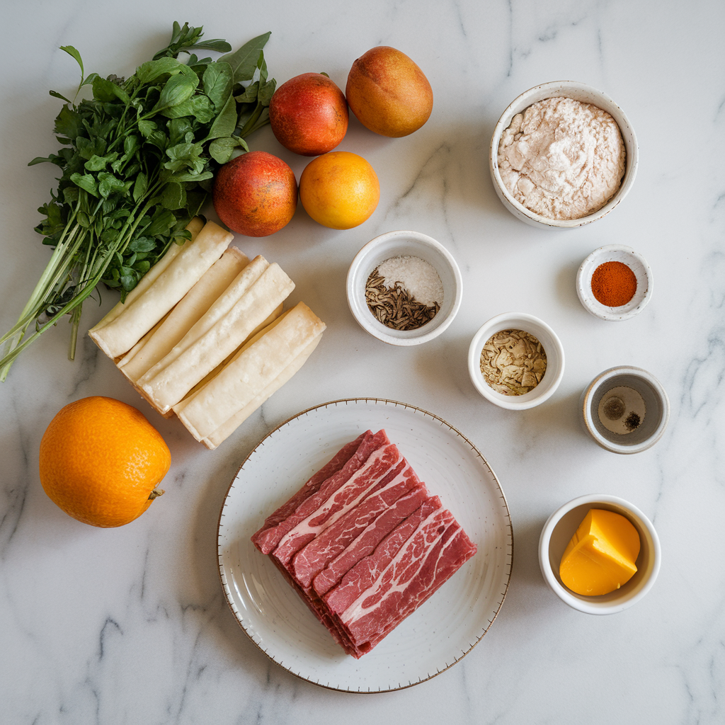 Ingredients for Air Fryer Beef & Brie Stuffed Puff Pastry Bites