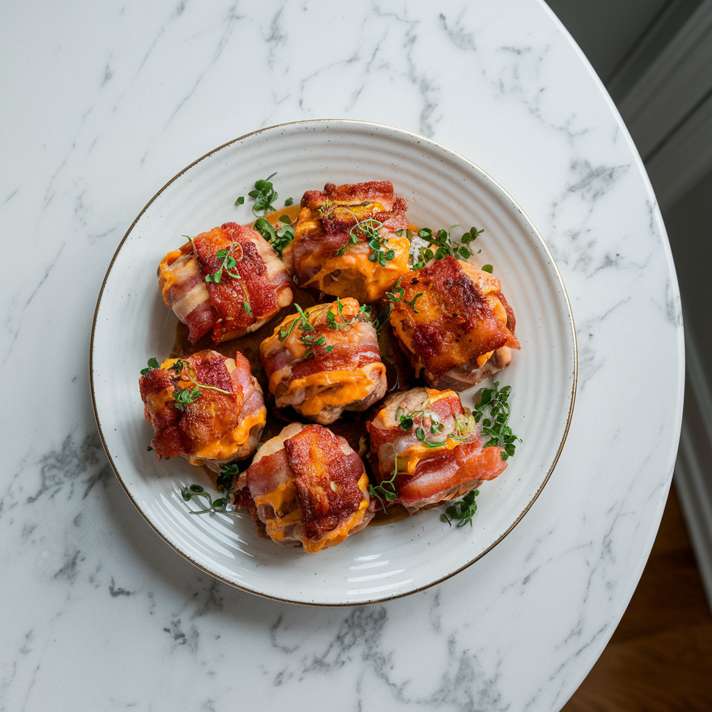 Air Fryer Cheesy Bacon-Wrapped Chicken Bombs