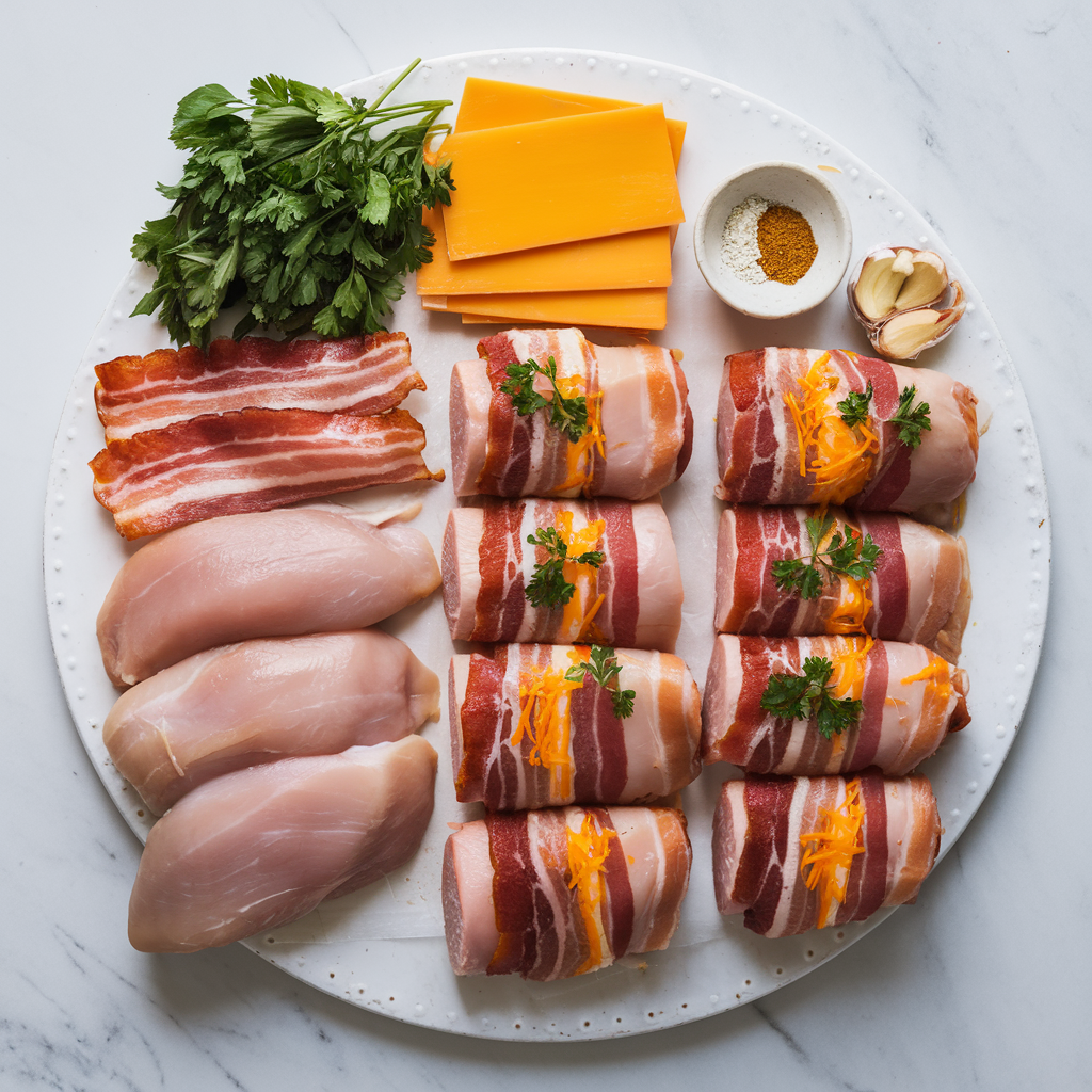 Ingredients for Air Fryer Cheesy Bacon-Wrapped Chicken Bombs