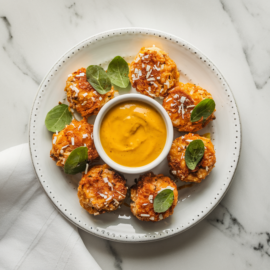 Air Fryer Coconut-Crusted Jackfruit Bites with Spicy Mango Dip