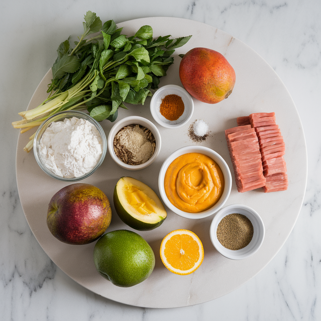 Ingredients for Air Fryer Coconut-Crusted Jackfruit Bites with Spicy Mango Dip