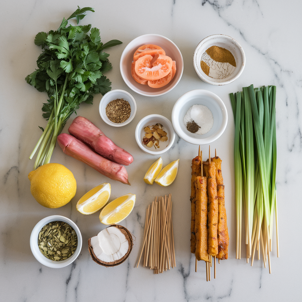 Ingredients for Air Fryer Coconut-Lemongrass Jackfruit Satay Skewers