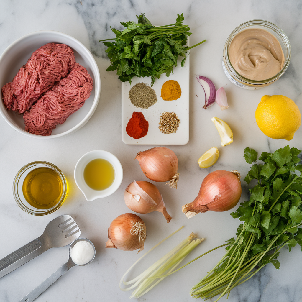 Ingredients for Air Fryer Crispy Lamb Kofta with Tahini Drizzle