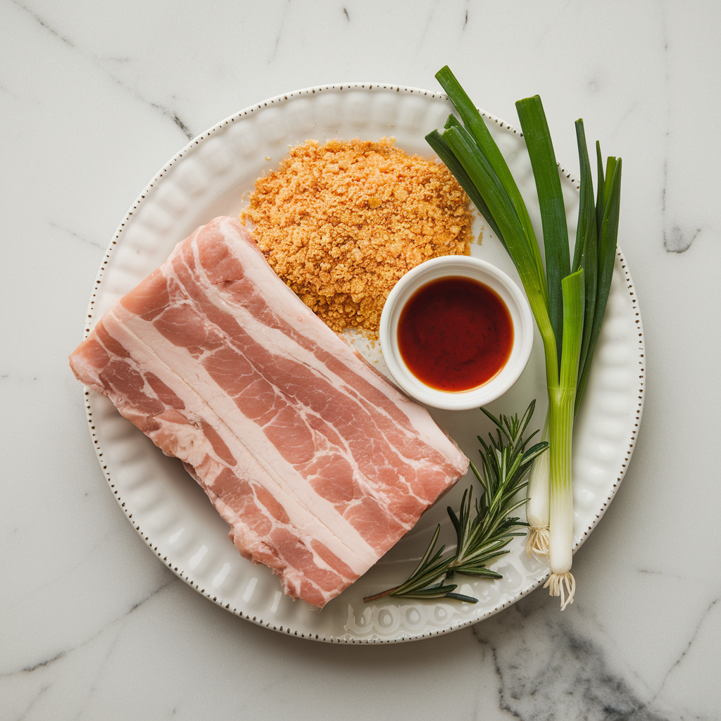 Ingredients for Air Fryer Crispy Pork Belly Bites with Sweet Chili Glaze
