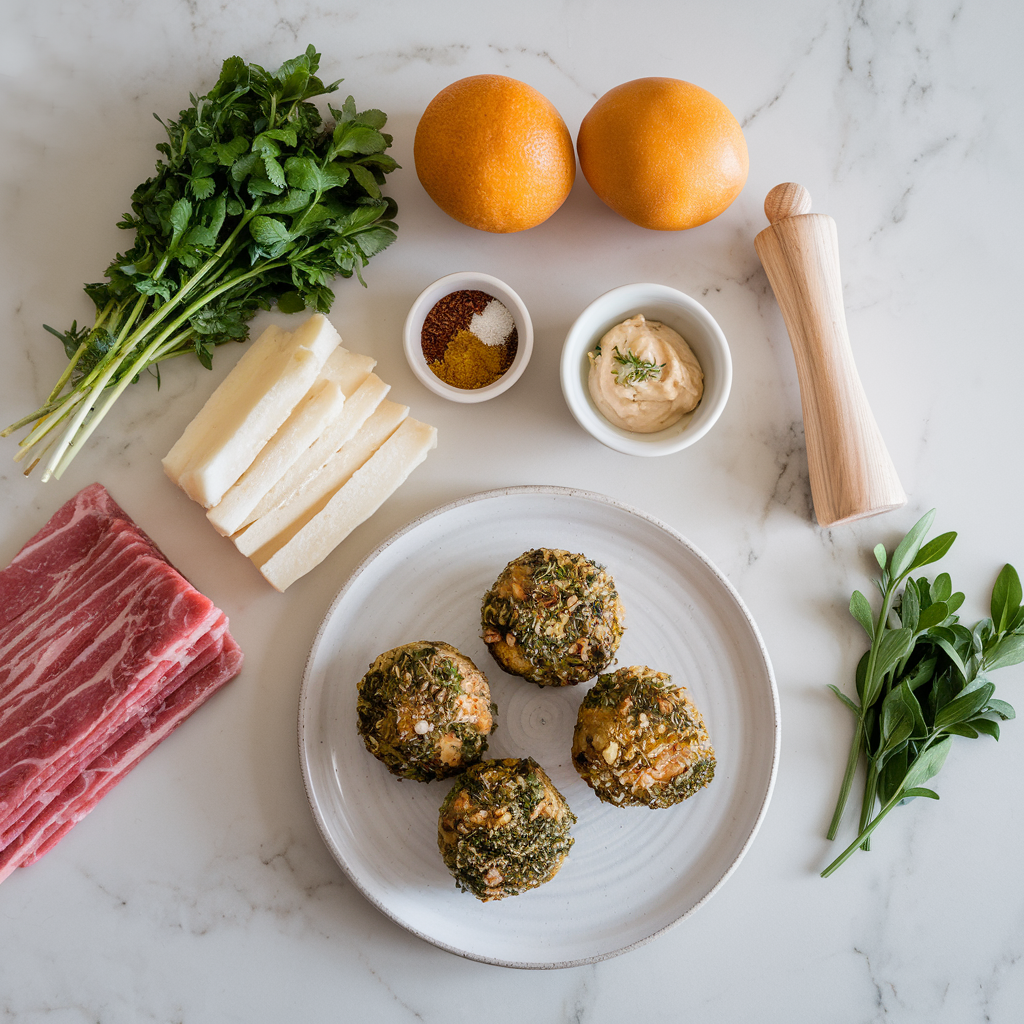 Ingredients for Air Fryer Herb-Crusted Lamb Lollipops with Creamy Garlic Dip