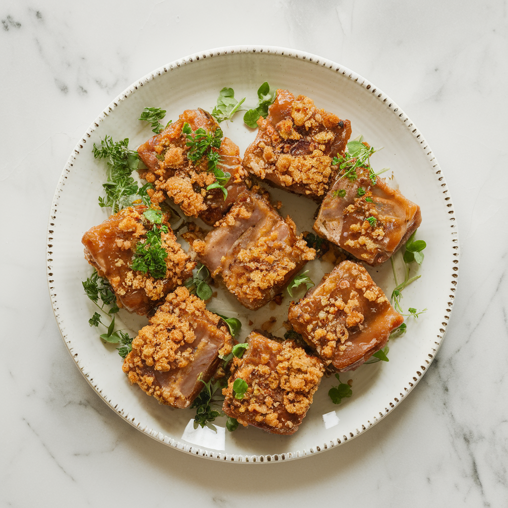 Air Fryer Honey-Garlic Pork Belly Bites with Crispy Panko Crunch