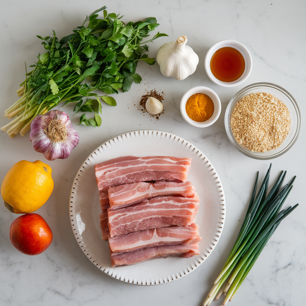 Ingredients for Air Fryer Honey-Garlic Pork Belly Bites with Crispy Panko Crunch
