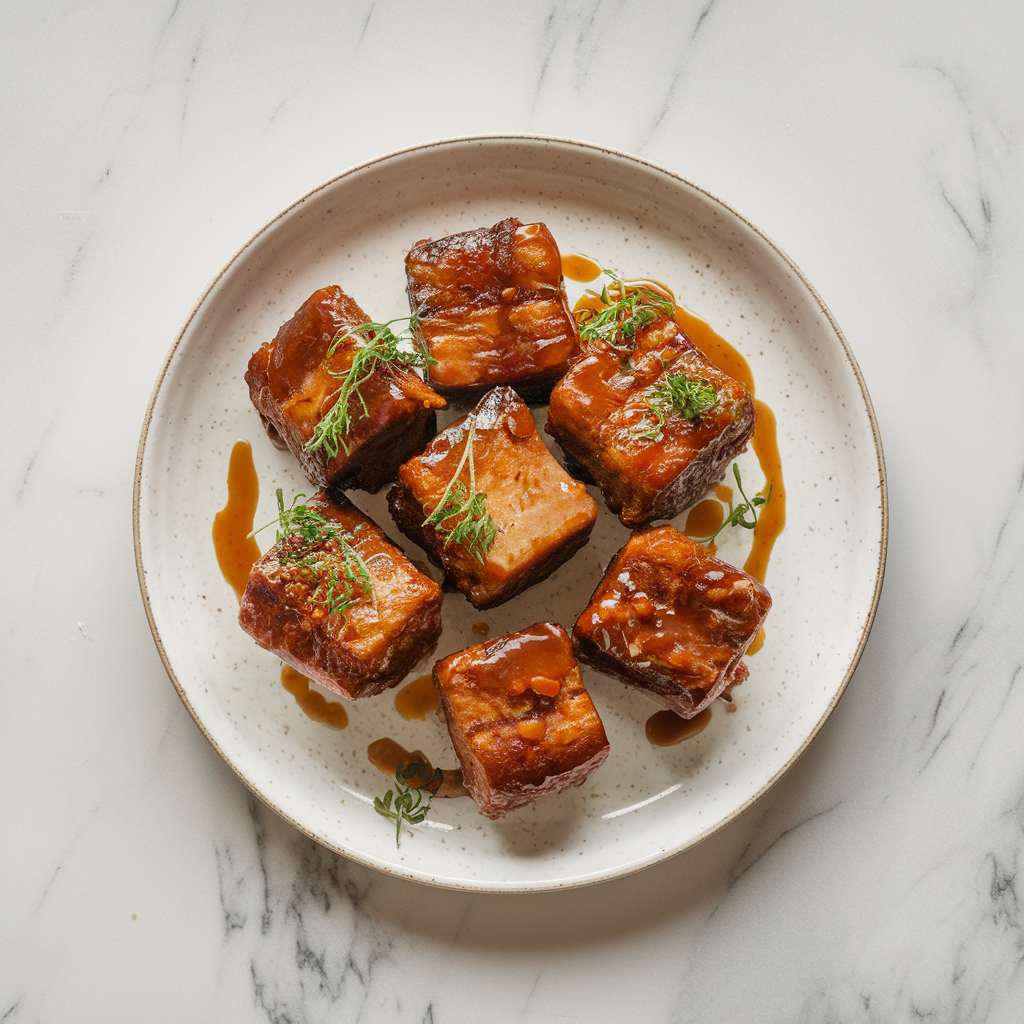 Air Fryer Honey Sriracha Sticky Pork Belly Bites