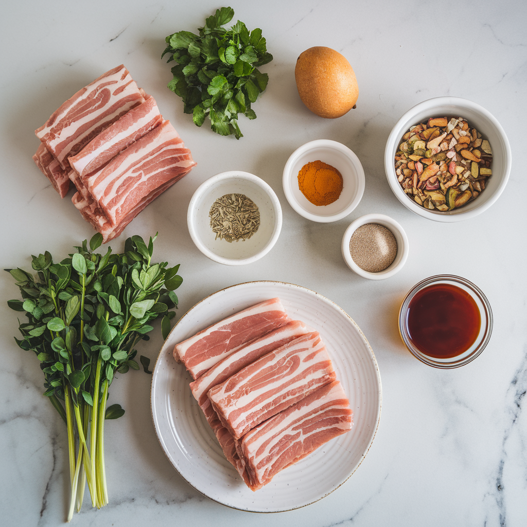 Ingredients for Air Fryer Honey Sriracha Sticky Pork Belly Bites