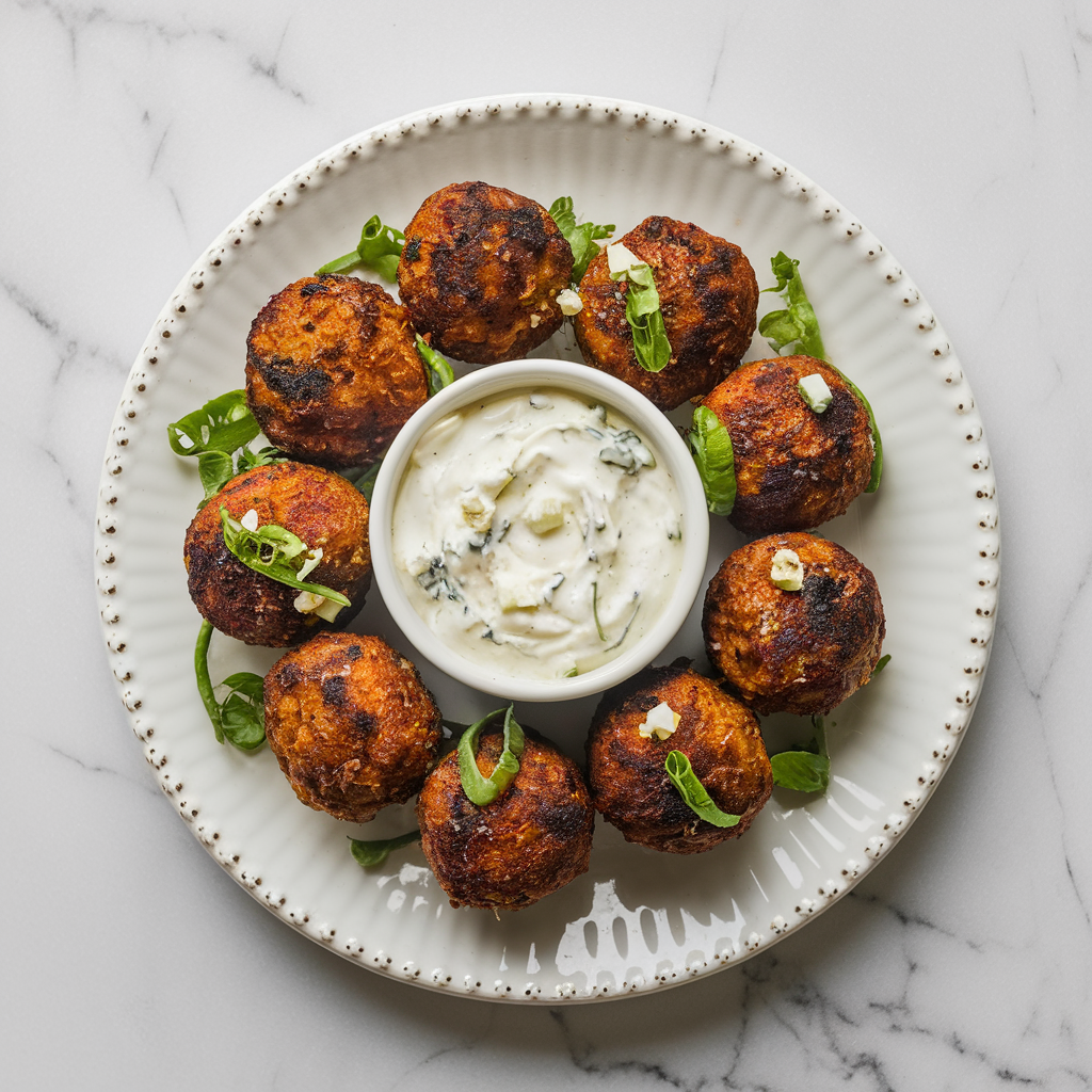Air Fryer Lamb Kofta Meatball Poppers with Creamy Feta Dip
