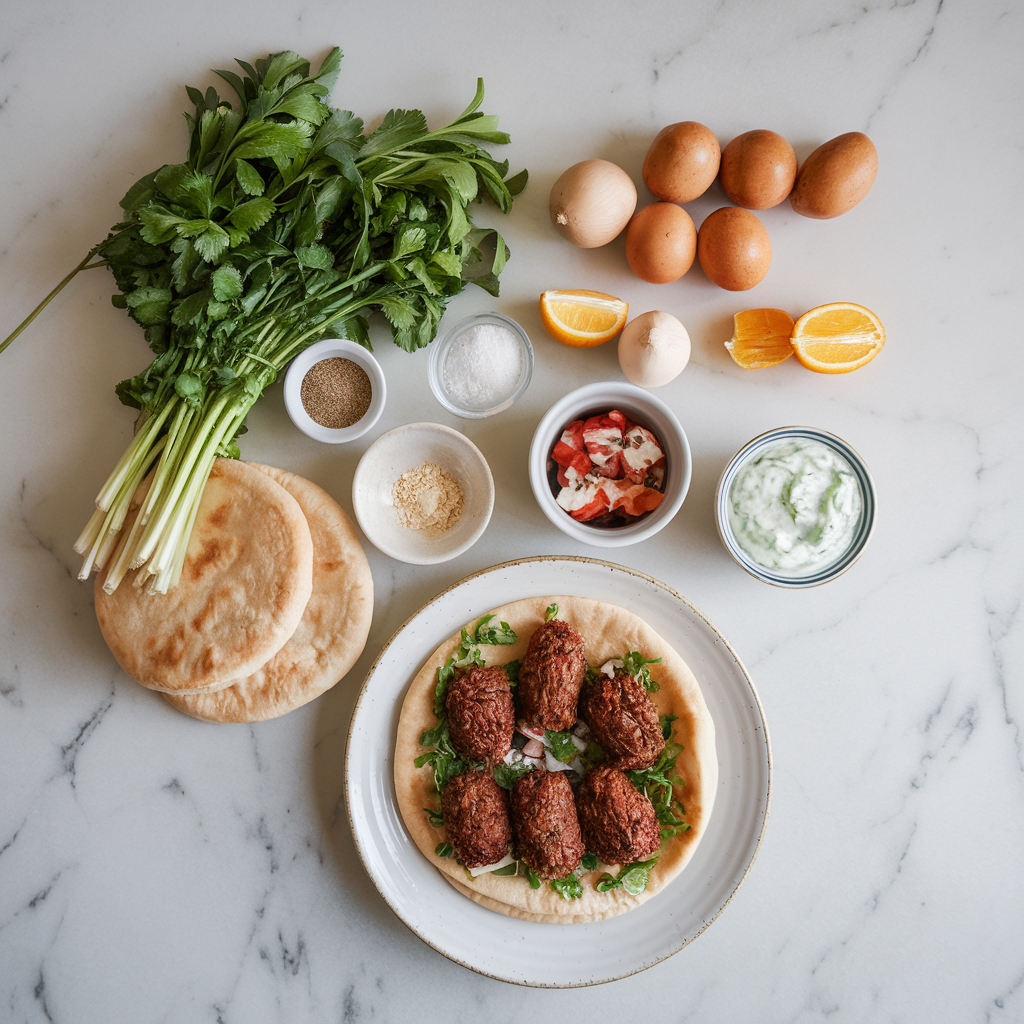 Ingredients for Air Fryer Lamb Kofta Stuffed Pita Pockets with Tzatziki Drizzle