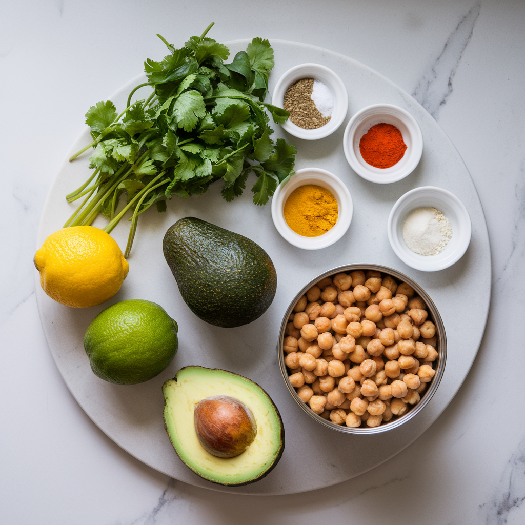 Ingredients for Air Fryer Masala Chickpea & Avocado Breakfast Toast