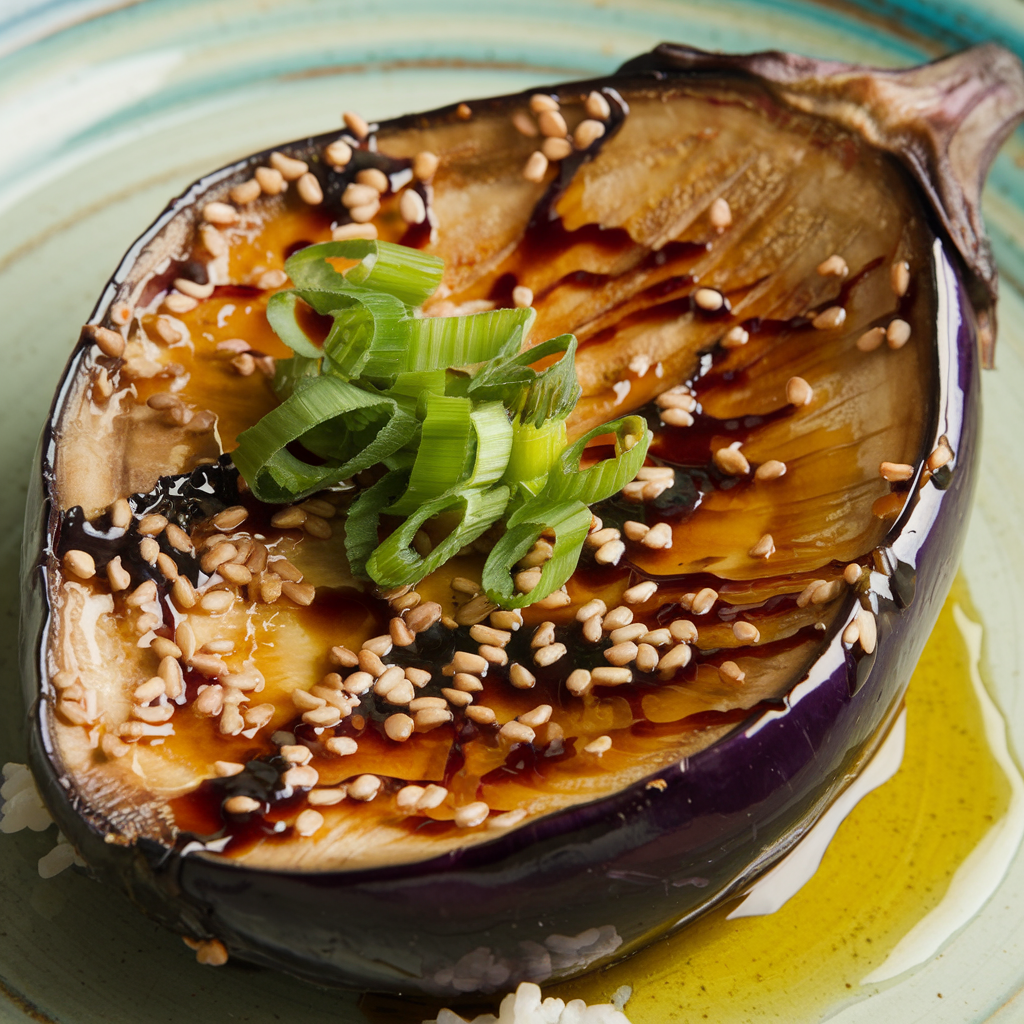Air Fryer Miso Glazed Eggplant with Sesame Crunch