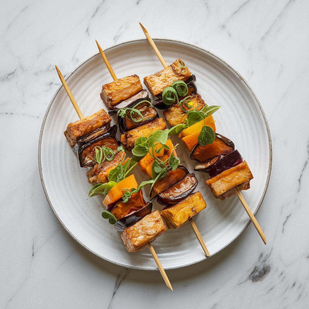 Air Fryer Miso-Glazed Eggplant & Tempeh Skewers: A Plant-Based Umami Delight