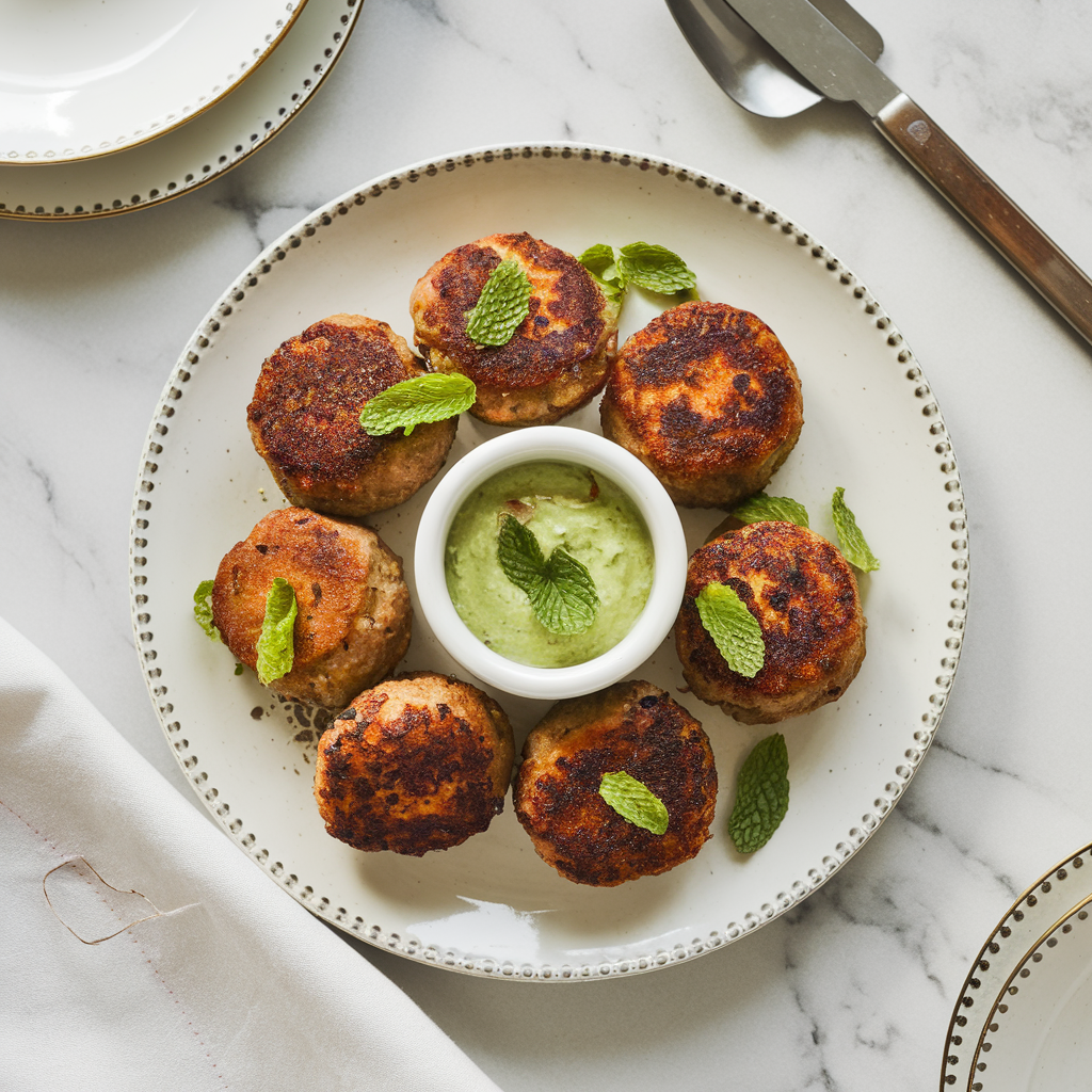 Air Fryer Moroccan Spiced Lamb Kofta with Pistachio Mint Dip