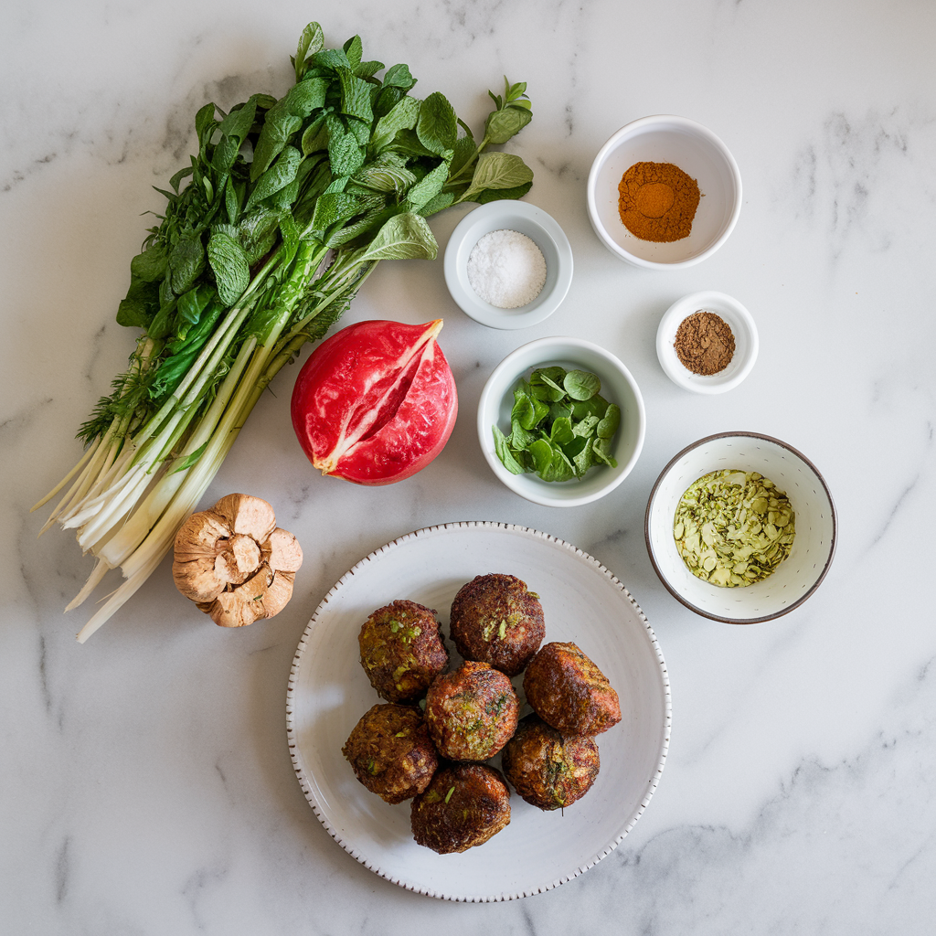 Ingredients for Air Fryer Moroccan Spiced Lamb Kofta with Pistachio Mint Dip