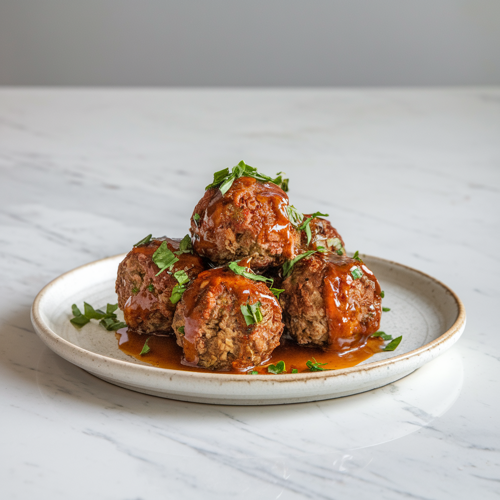Air Fryer Moroccan Spiced Lamb Meatballs with Honey Harissa Glaze