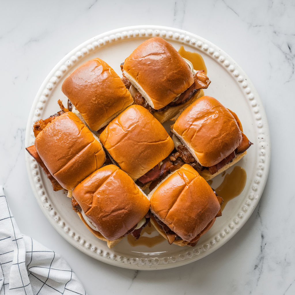 Air Fryer Sizzling Pork Belly Sliders with Bourbon Maple Glaze