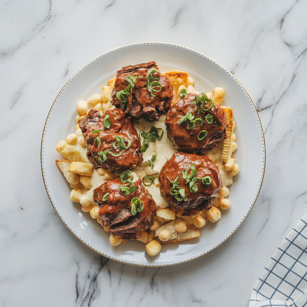 Air Fryer Sizzling Steak Poutine Bombs