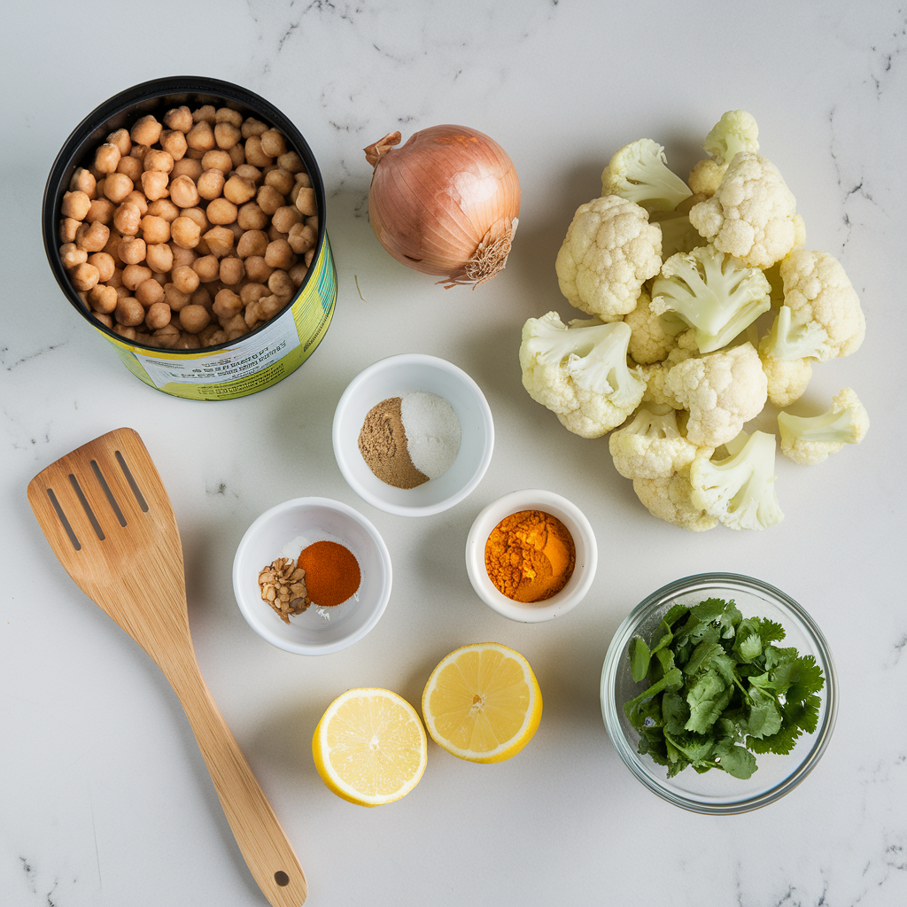 Ingredients for Air Fryer Spiced Chickpea and Cauliflower Fritters
