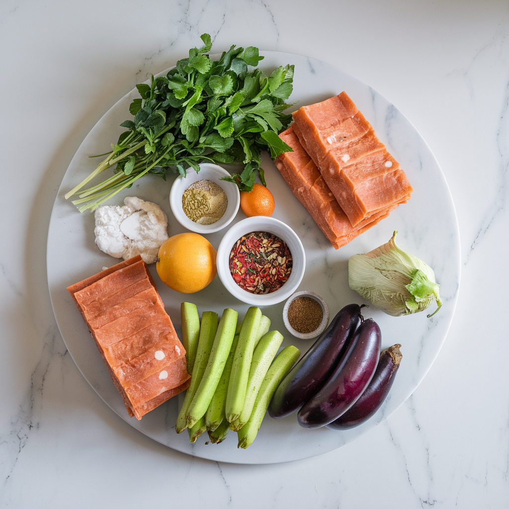 Ingredients for Air Fryer Spiced Eggplant & Chickpea Kofta Wraps