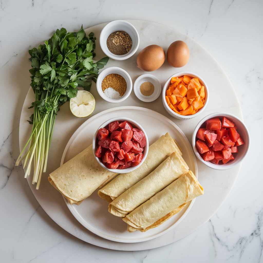 Ingredients for Air Fryer Spicy Beef & Cheese Chimichangas