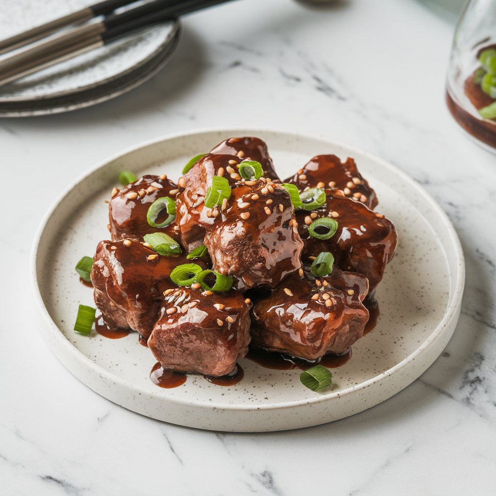 Air Fryer Sticky Bourbon Beef Bites