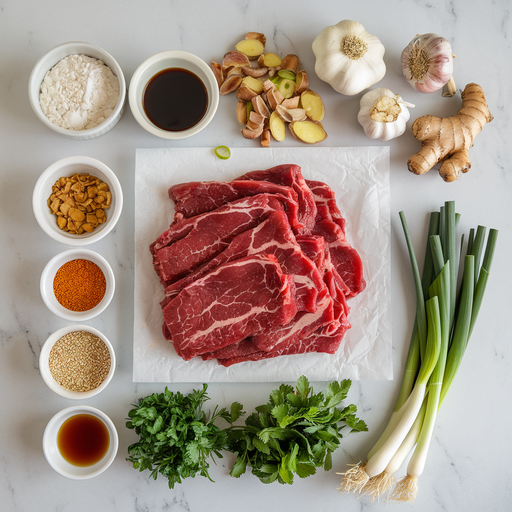 Ingredients for Air Fryer Sticky Bourbon Beef Bites